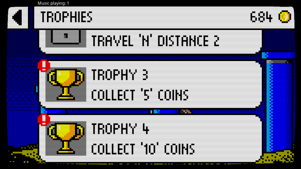 An image showing two trophies which have been completed and have unread notifications showing.