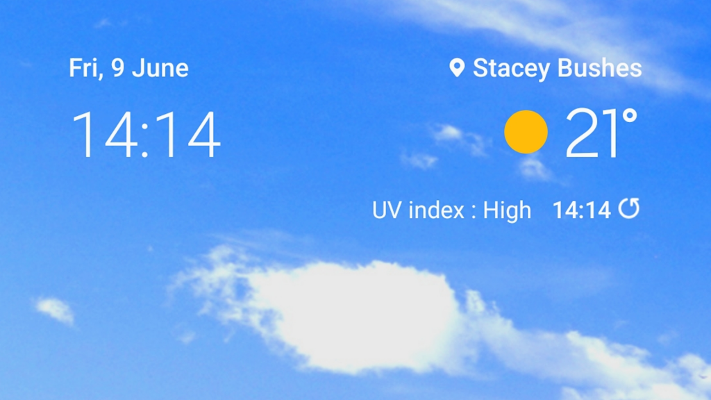 A screen grab of the weather on my phone showing a lovely warm day at 21 degrees